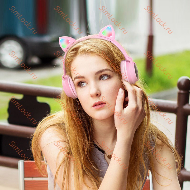 Беспроводные Bluetooth-наушники полноразмерные HOCO W27 Cat Ear розовые