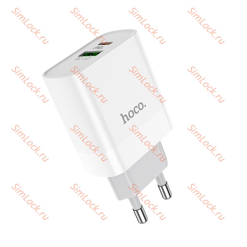 СЗУ HOCO C80A Rapido, 3.1A, белый, USB QC3.0 и Type-C PD20W
