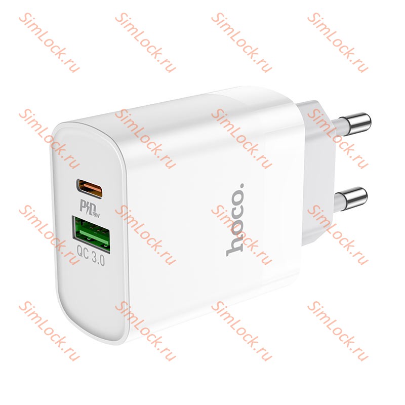 СЗУ HOCO C80A Rapido, 3.1A, белый, USB QC3.0 и Type-C PD20W