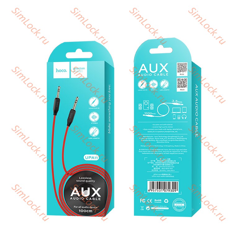 AUX кабель (3,5 mm jack) HOCO UPA11 чёрный