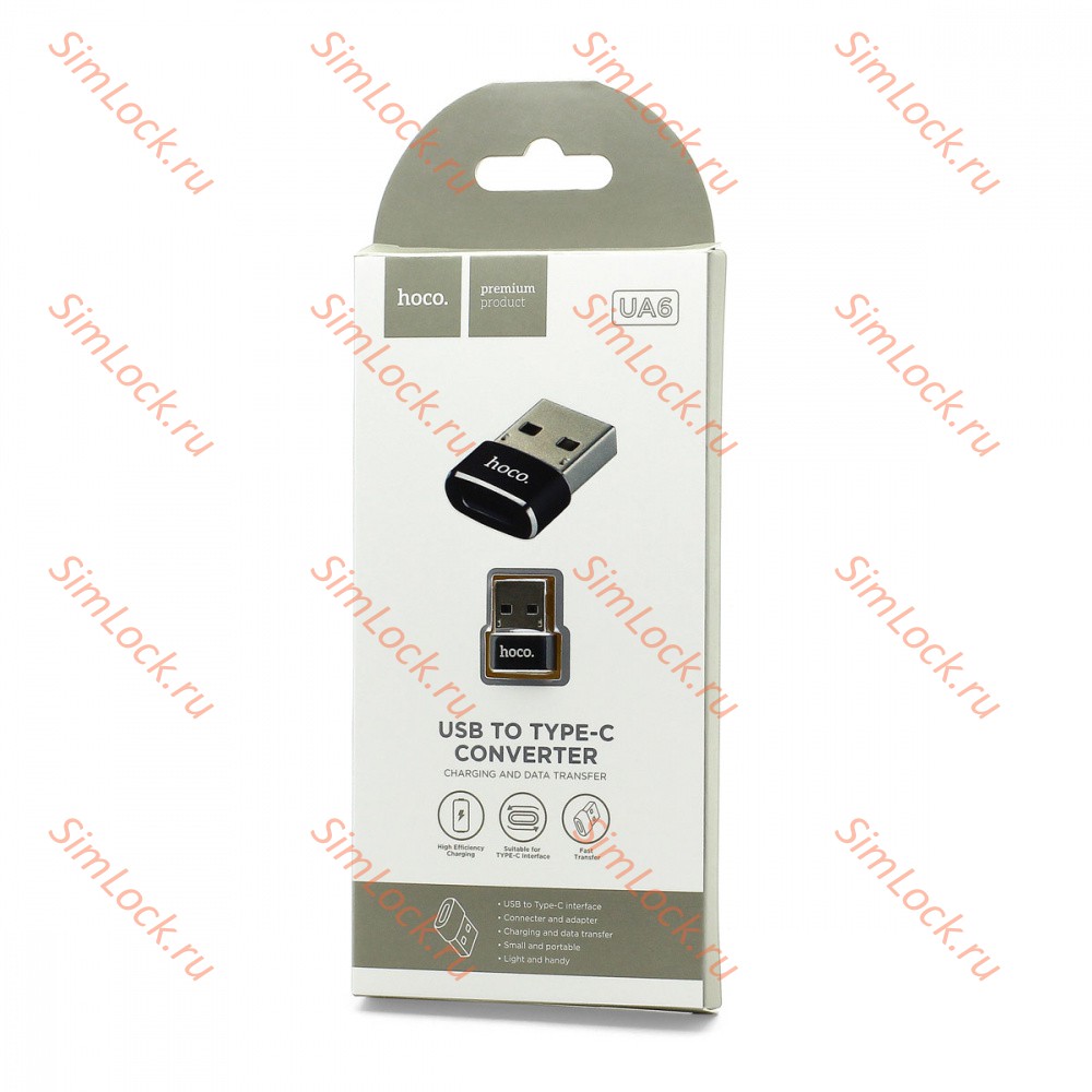Адаптер HOCO USB To Type-C, UA6, черный