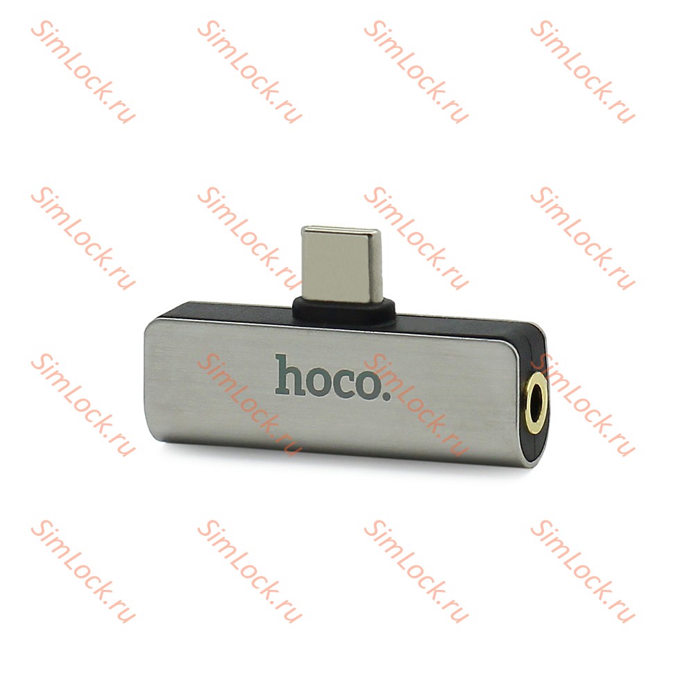 Адаптер HOCO Type-C To Type-C + Jack 3.5, LS26, 1.5А, серебристый