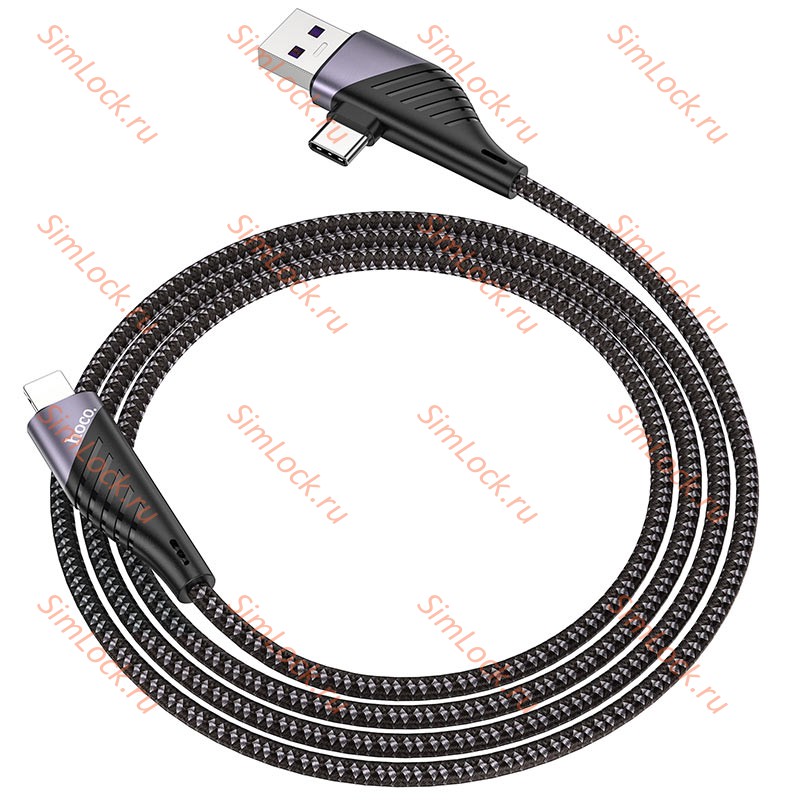Кабель USB/Type-C - Lightning HOCO U95, 2.4А, 20W, 120см, черный