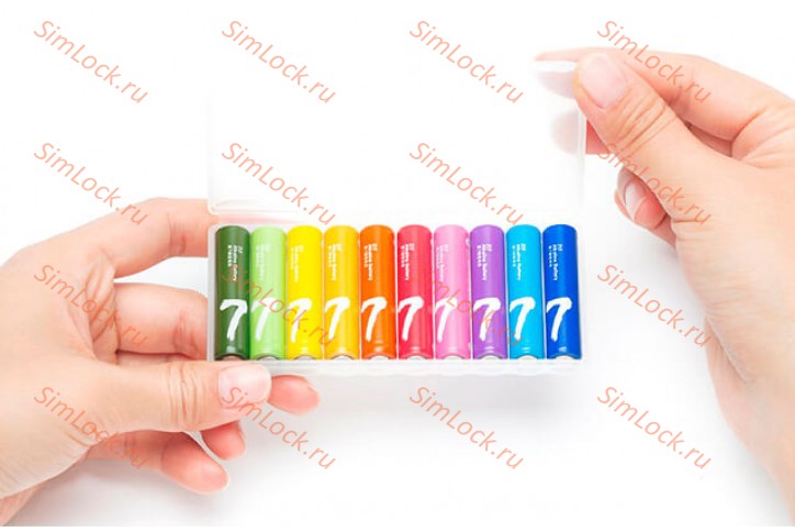 Батарейки алкалиновые Xiaomi (Mi) Rainbow ZI7 типа AAА, по 10 штук в кейсе