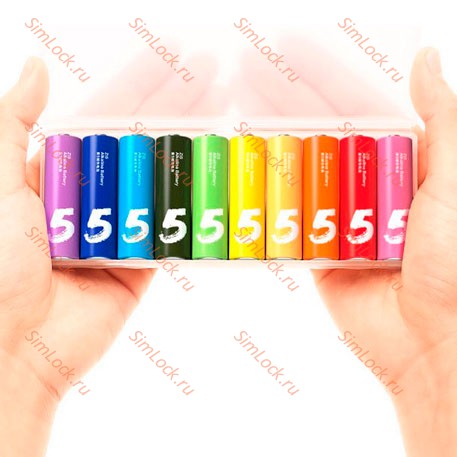 Батарейки алкалиновые Xiaomi (Mi) Rainbow ZI5 типа AA, по 10 штук в кейсе