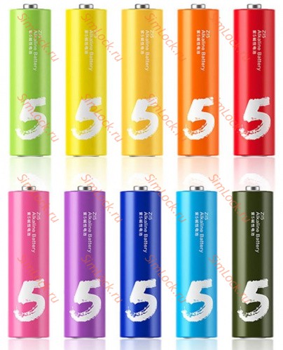 Батарейки алкалиновые Xiaomi (Mi) Rainbow ZI5 типа AA, по 10 штук в кейсе