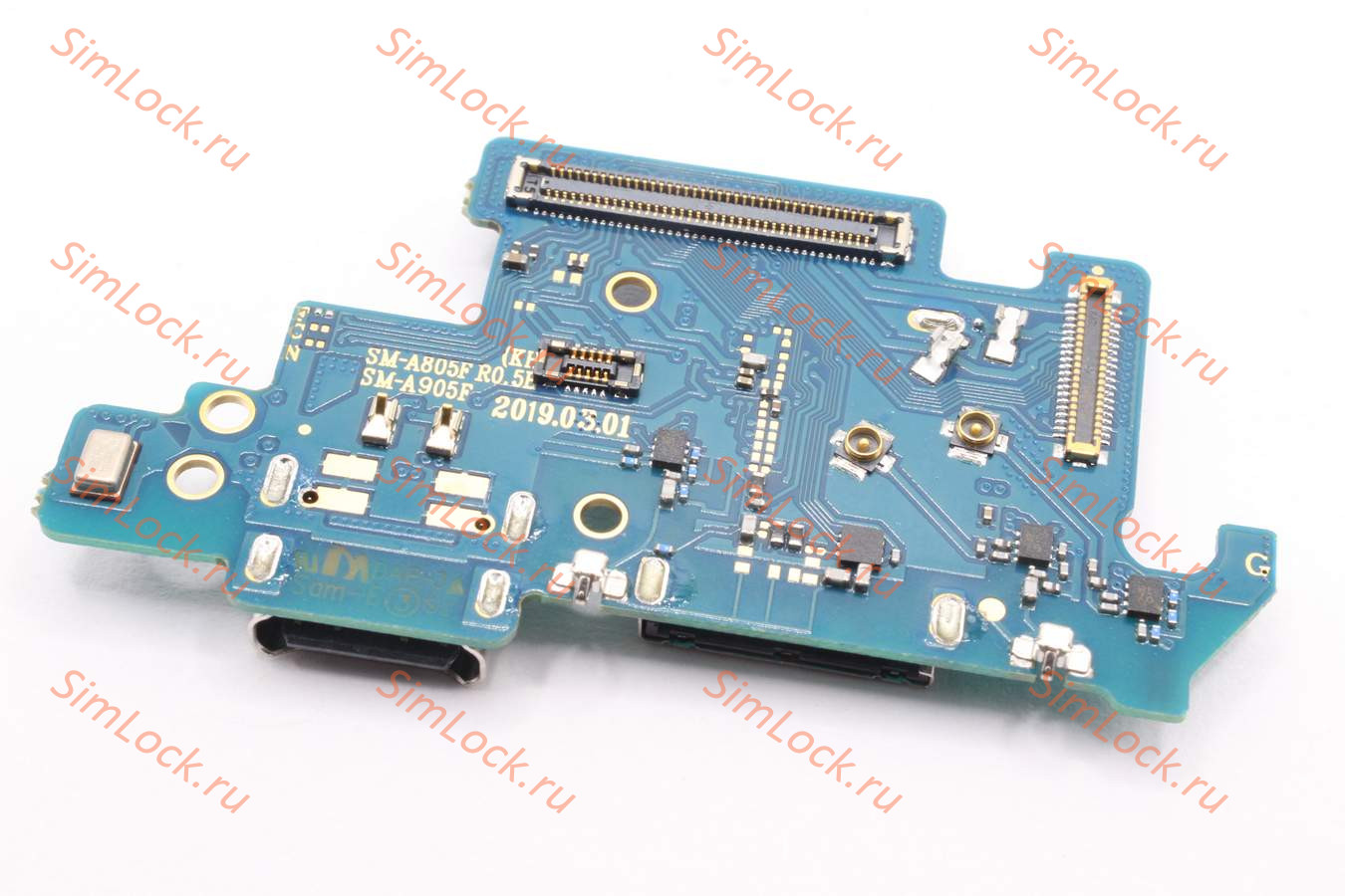 Нижняя плата (шлейф) Samsung A805FN/DSM Galaxy A80 с разъемом зарядки и считывателем SIM, К-1