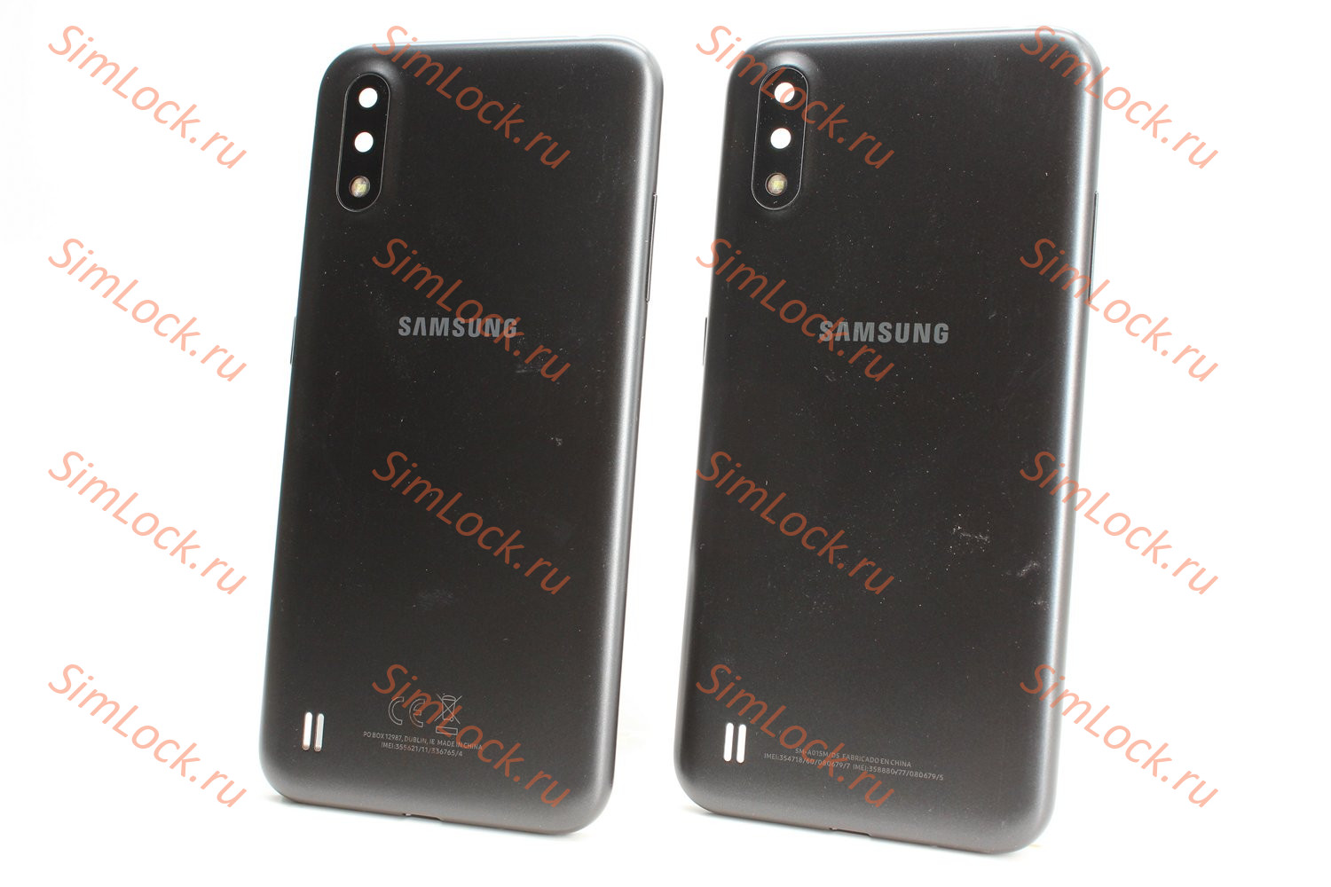 Задняя крышка Samsung A015, Galaxy A01 со стеклом камеры, черный, К-1