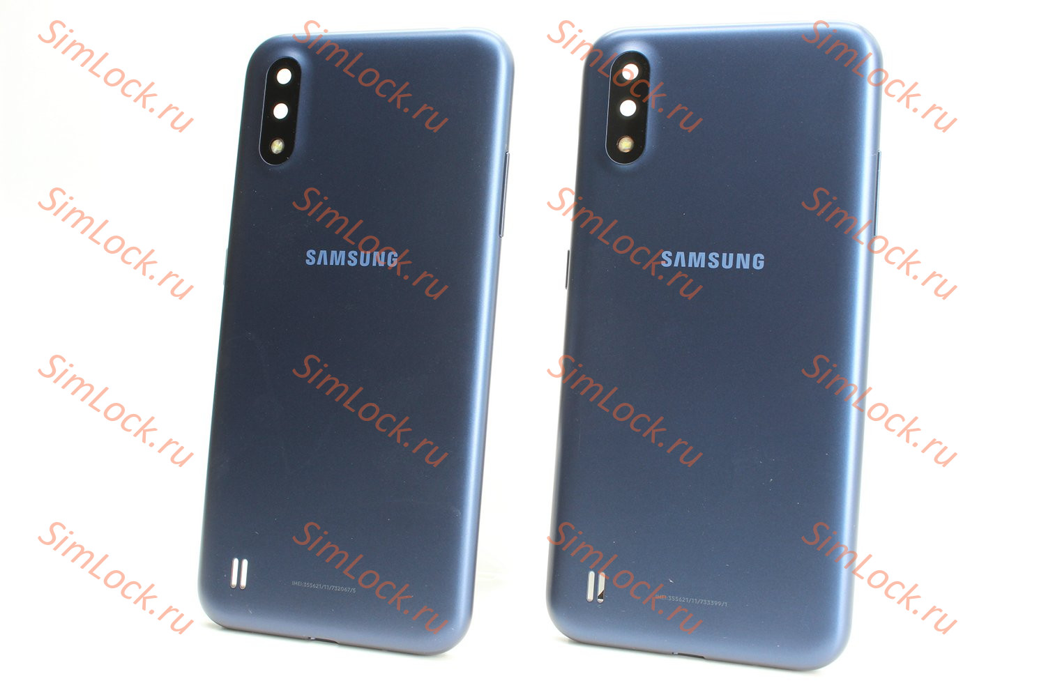 Задняя крышка Samsung A015, Galaxy A01 со стеклом камеры, синий, К-1