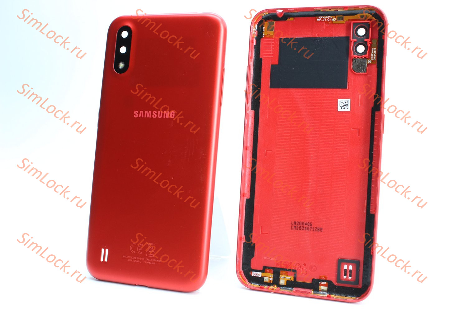 Задняя крышка Samsung A015, Galaxy A01 со стеклом камеры, красный, К-1