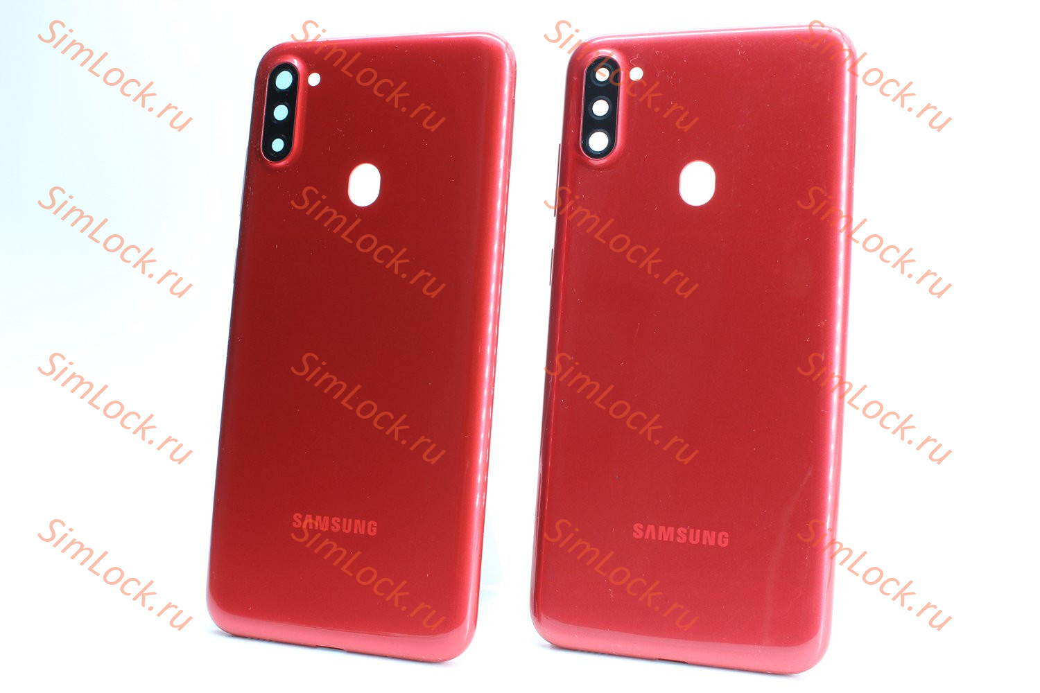 Задняя крышка Samsung A115 Galaxy A11 со стеклом камеры, красный, К-1