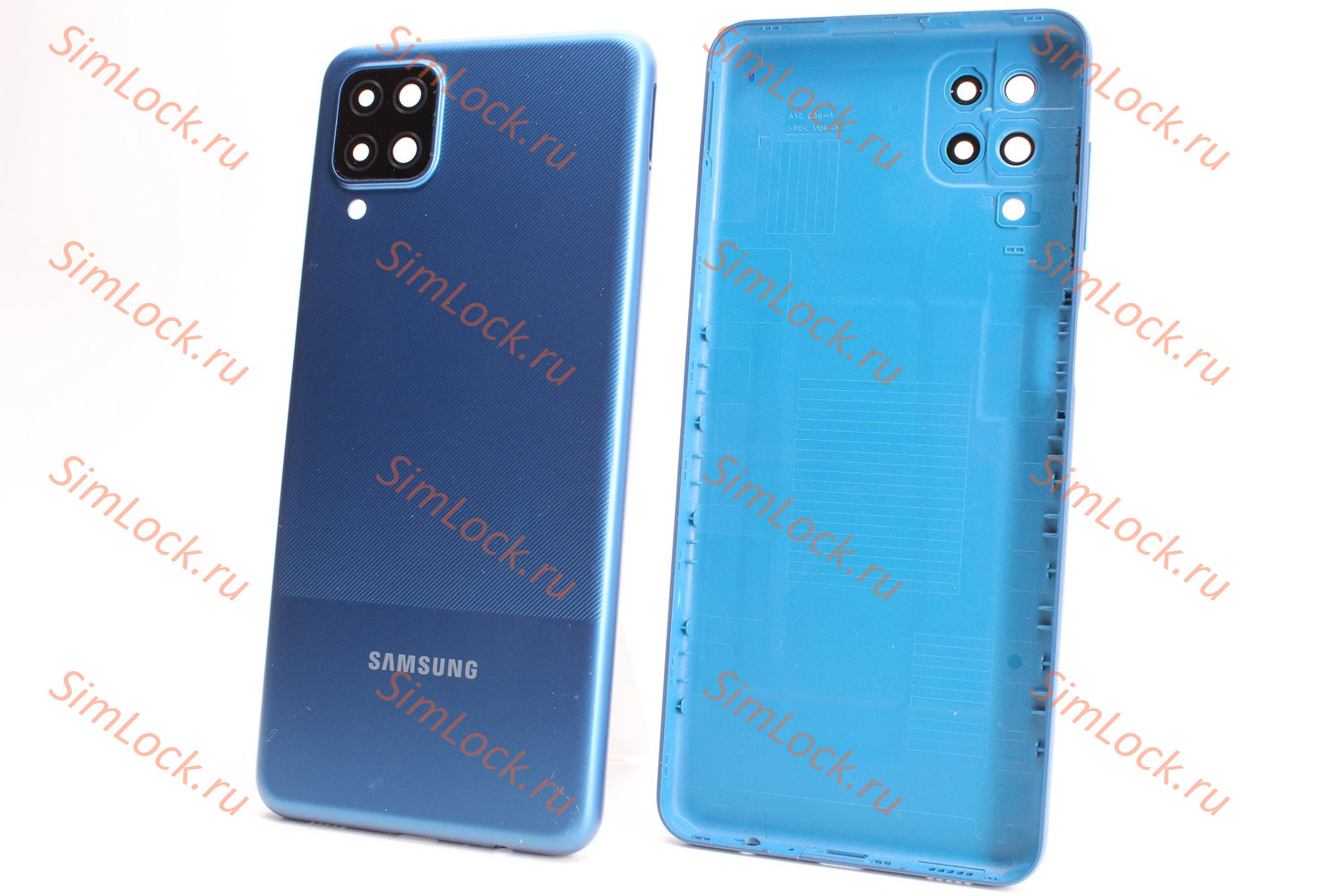 Задняя крышка Samsung A125 Galaxy A12 со стеклом камеры, синий, К-1