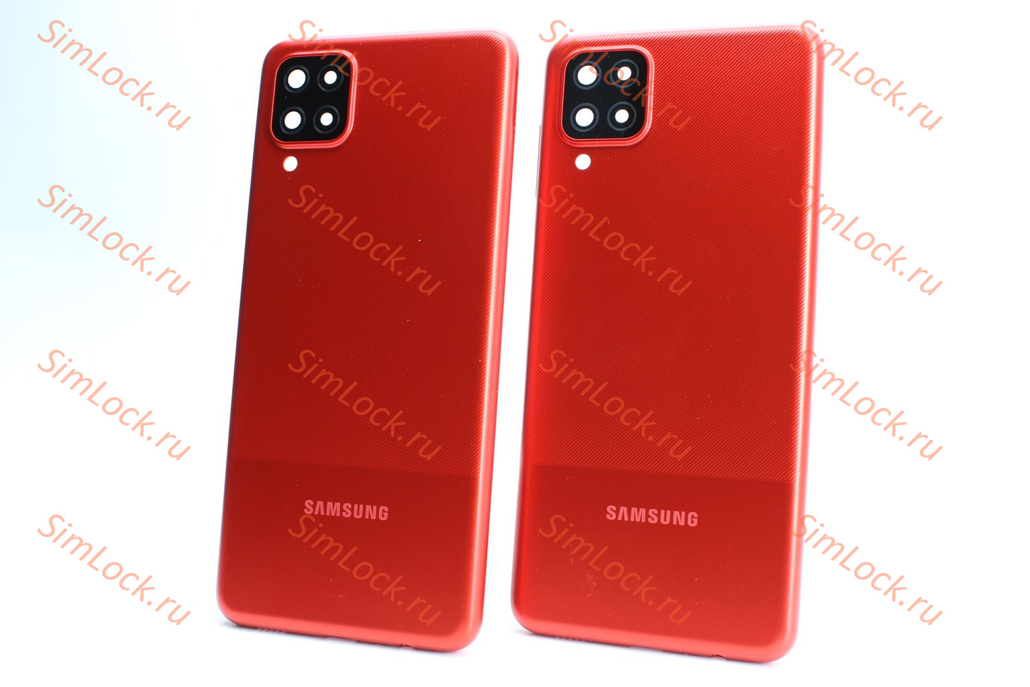 Задняя крышка Samsung A125 Galaxy A12 со стеклом камеры, красный, К-1