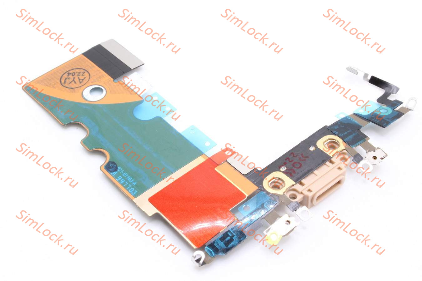 Шлейф iPhone 8, SE 2020 с разъемом зарядки, золото, оригинал с разбора