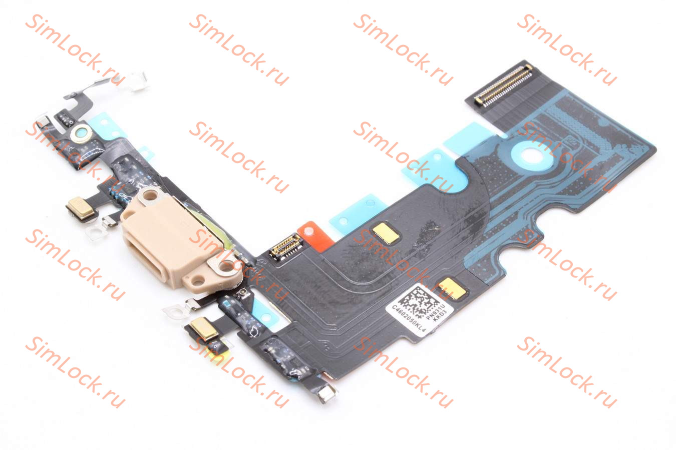 Шлейф iPhone 8, SE 2020 с разъемом зарядки, золото, оригинал с разбора