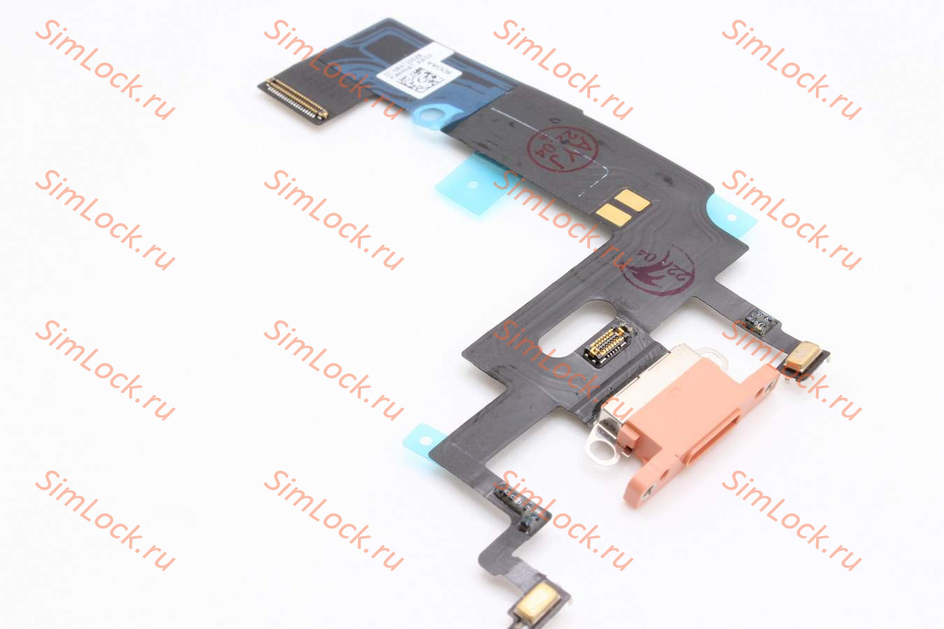 Шлейф iPhone XR с разъемом зарядки, 100% IC, розовый, К-1