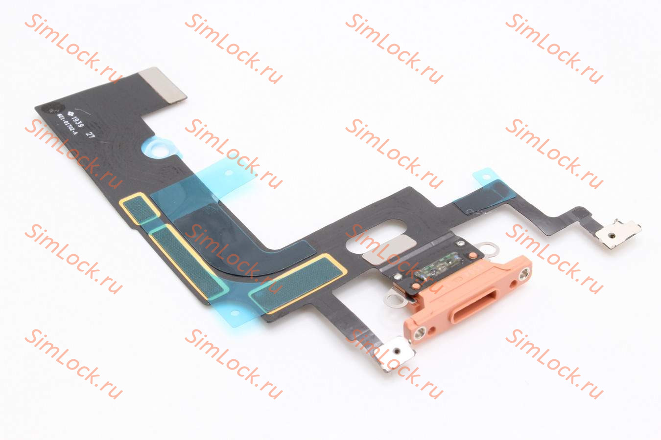 Шлейф iPhone XR с разъемом зарядки, 100% IC, розовый, К-1