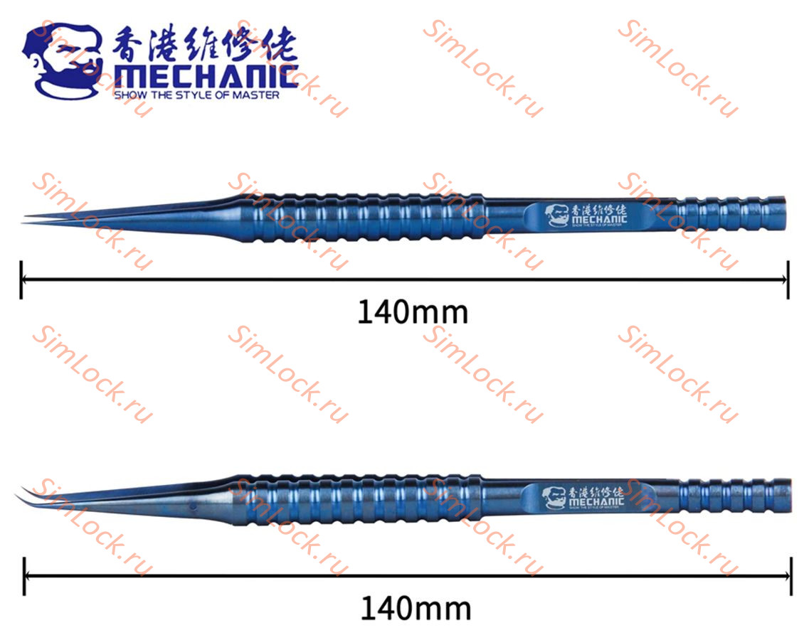 Пинцет Mechanic TI-15, титановый, изогнутый