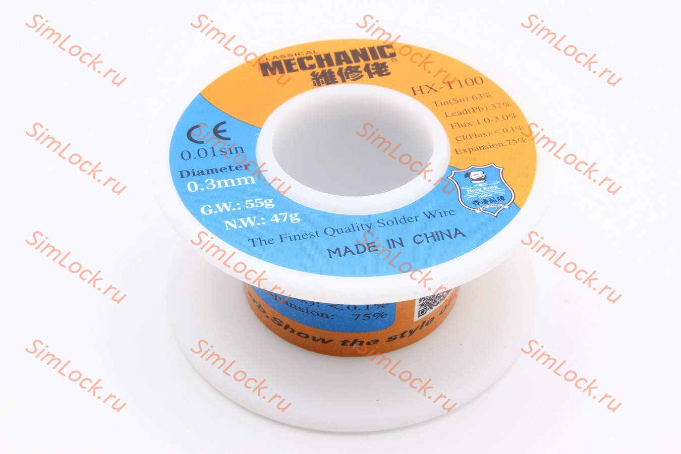 Припой в проволоке Mechanic HX-T100 (0.3 мм, 55 г, 183 C, c флюсом)
