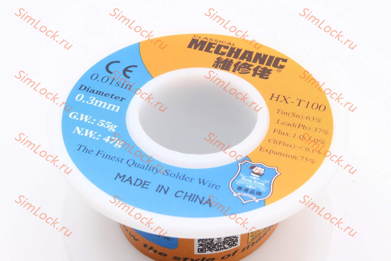 Припой в проволоке Mechanic HX-T100 (0.3 мм, 55 г, 183 C, c флюсом)