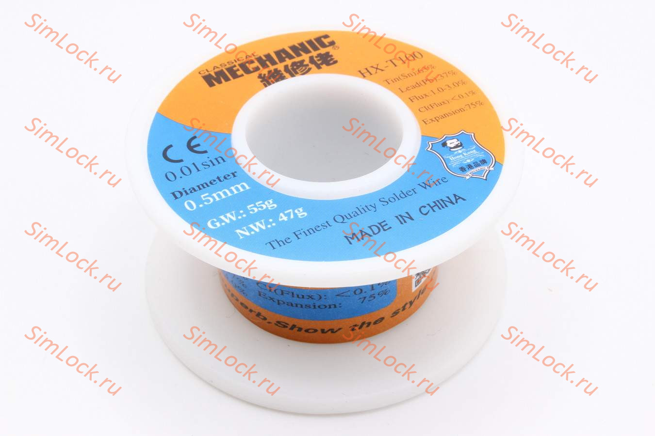 Припой в проволоке Mechanic HX-T100 (0.5 мм, 55 г, 183 C, c флюсом)