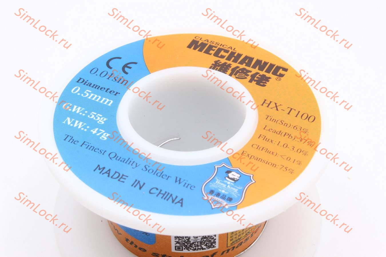 Припой в проволоке Mechanic HX-T100 (0.5 мм, 55 г, 183 C, c флюсом)