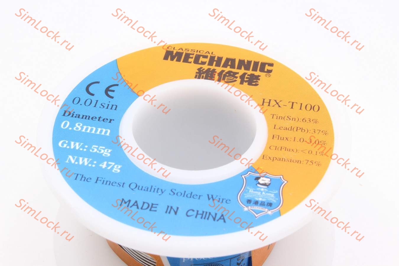 Припой в проволоке Mechanic HX-T100 (0.8 мм, 55 г, 183 C, c флюсом)