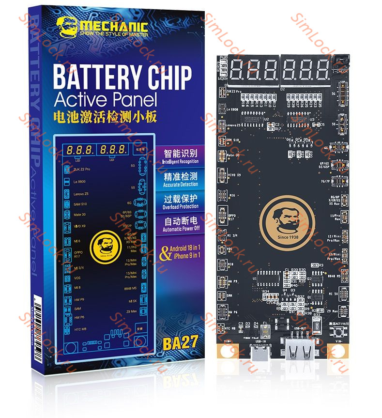 Плата Mechanic BA27 для активации и зарядки аккумуляторов iPhone от 5 до 13 Pro Max и 18 вариантов разъемов для Android