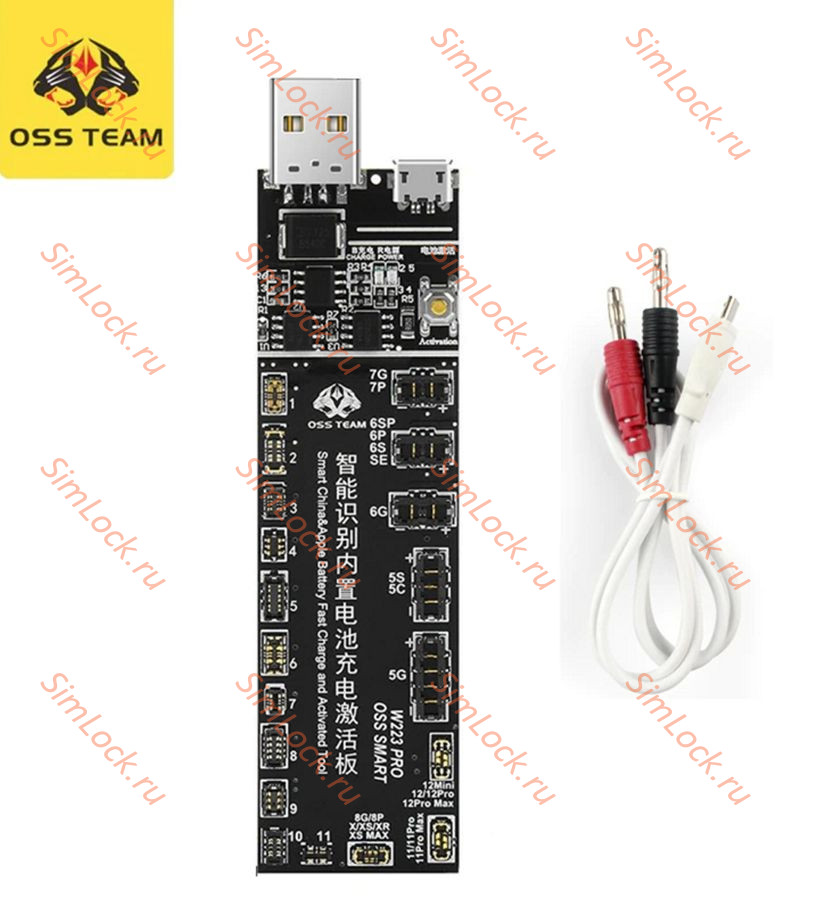 Плата OSS W223 Pro V6 для активации и зарядки аккумуляторов iPhone от 4 до 12 Pro Max и 11 вариантов разъемов для Android