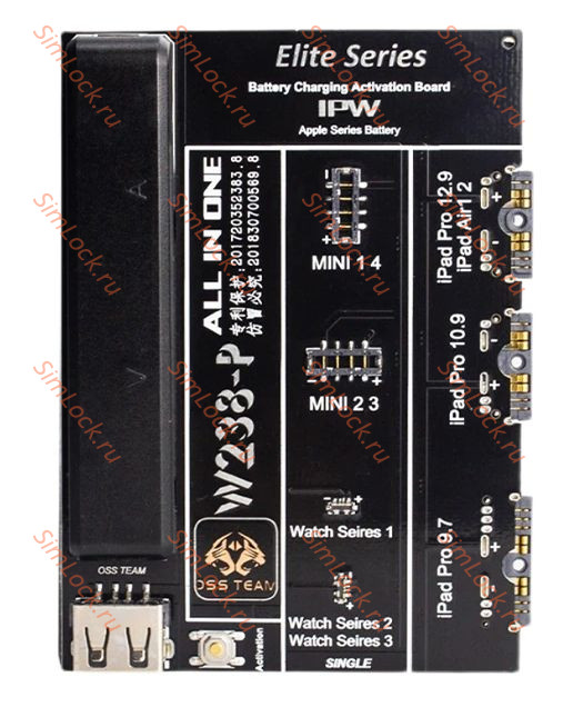 Плата OSS W238-P для активации и зарядки аккумуляторов iPad Mini, Mini 2, Mini 3, Mini 4, Pro 9.7, Pro 10.9, Pro 12.9, Air, Air 2, Apple Watch Series 1, 2, 3