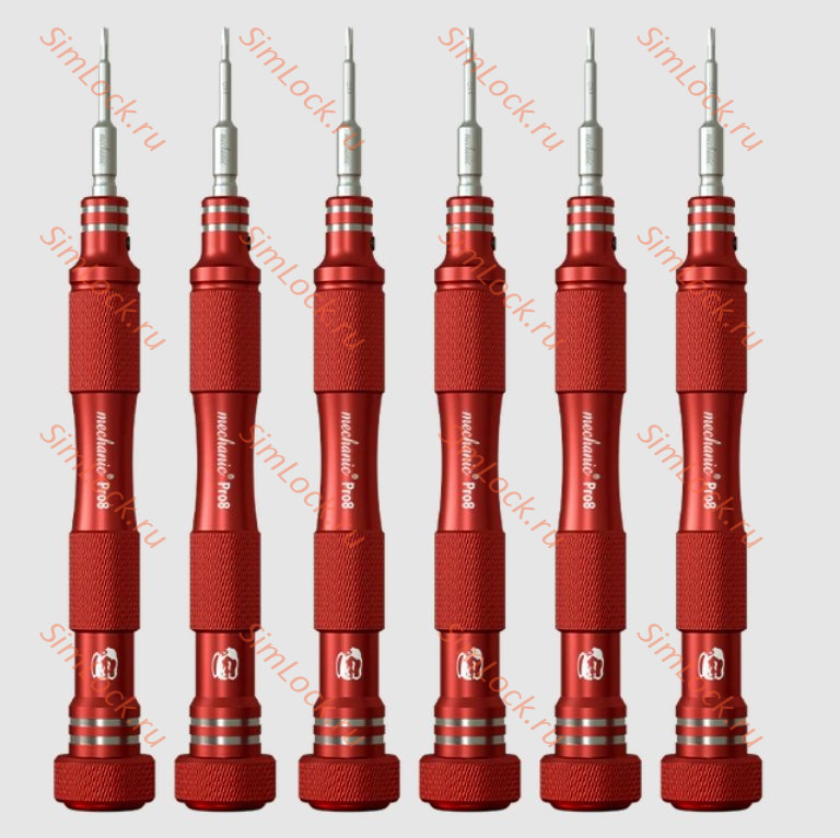 Набор отверток Mechanic Pro 8, 6 шт - ✇0.6, ⊕1.2, ⊕1.5, ✪0.8, ✜2.5, ✶T2