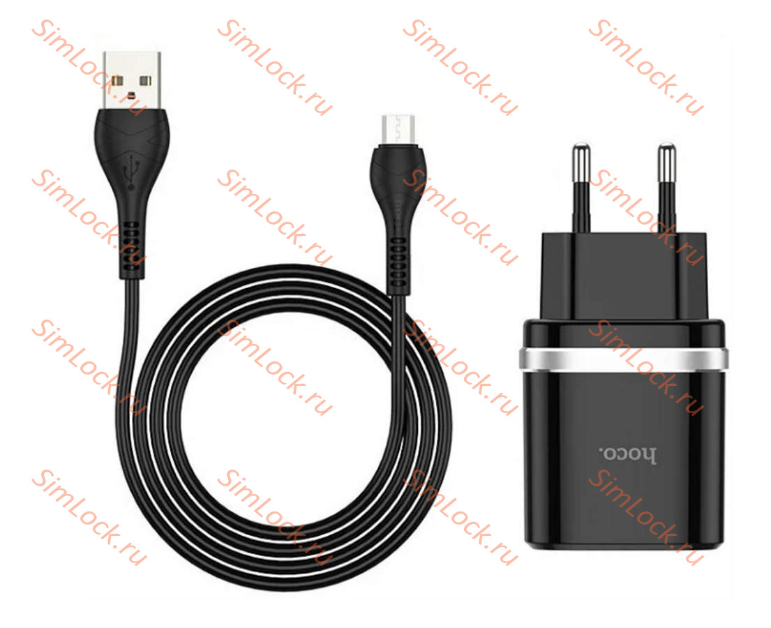 СЗУ HOCO C12Q Smart, 3A, черный, 18W, QC3.0 / QC2.0 + кабель Type-C