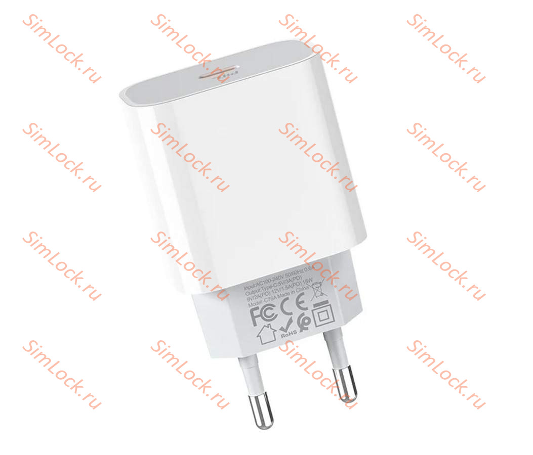 СЗУ HOCO C76A Plus, Type-C, PD3.0, QC2.0, QC3.0, SCP, AFC, белый