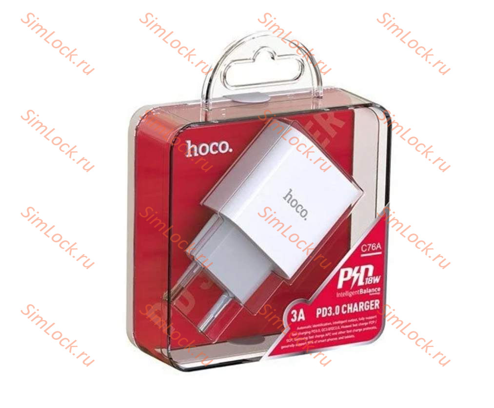 СЗУ HOCO C76A Plus, Type-C, PD3.0, QC2.0, QC3.0, SCP, AFC, белый