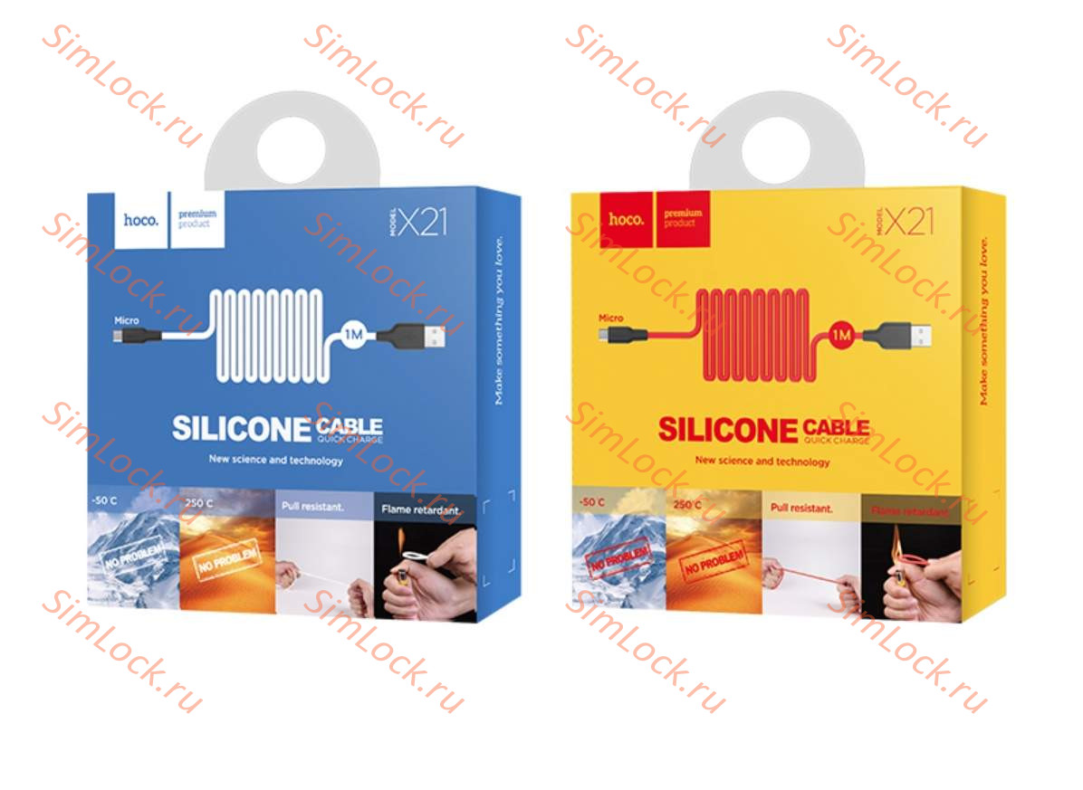 Кабель USB - micro USB HOCO X21, силиконовый, 100см, белый+черный