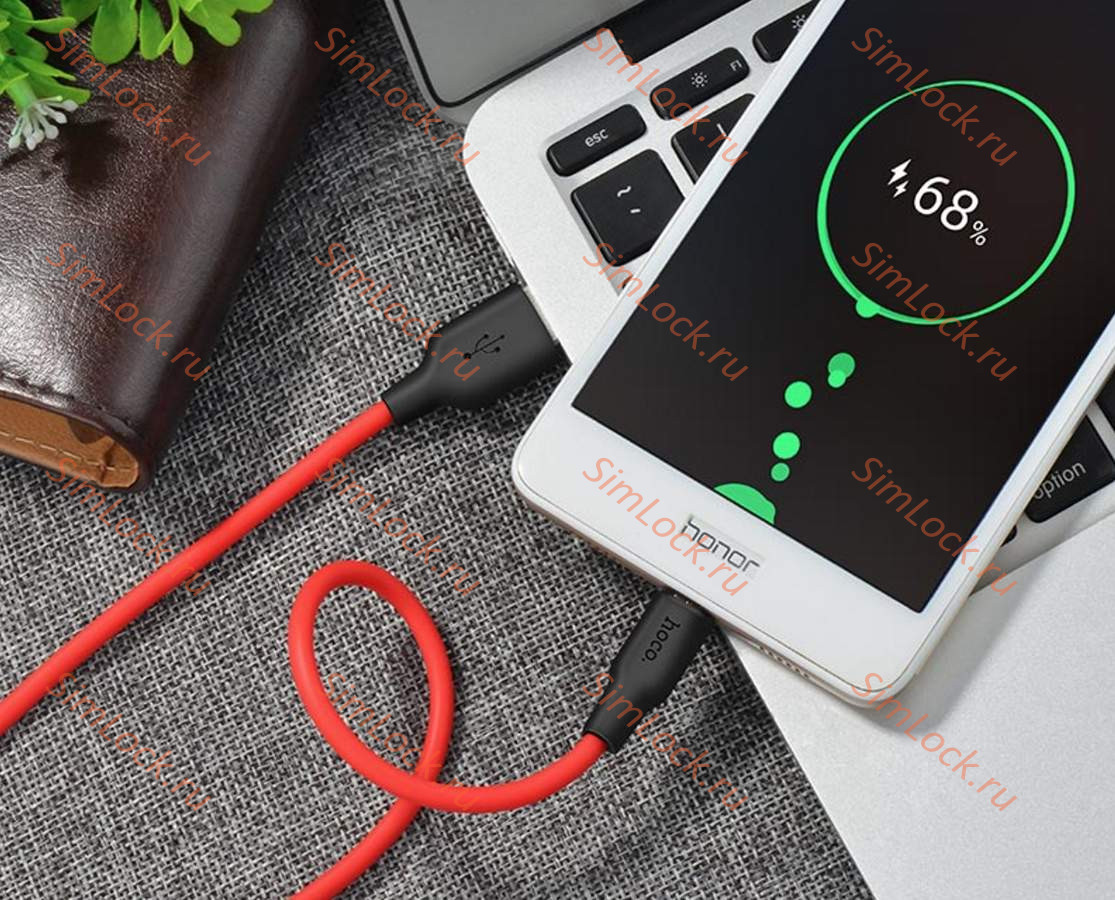 Кабель USB - micro USB HOCO X21, силиконовый, 100см, красный+черный