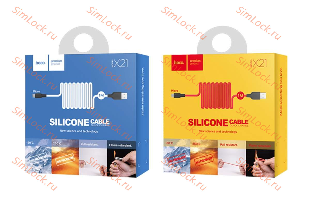 Кабель USB - micro USB HOCO X21, силиконовый, 100см, красный+черный