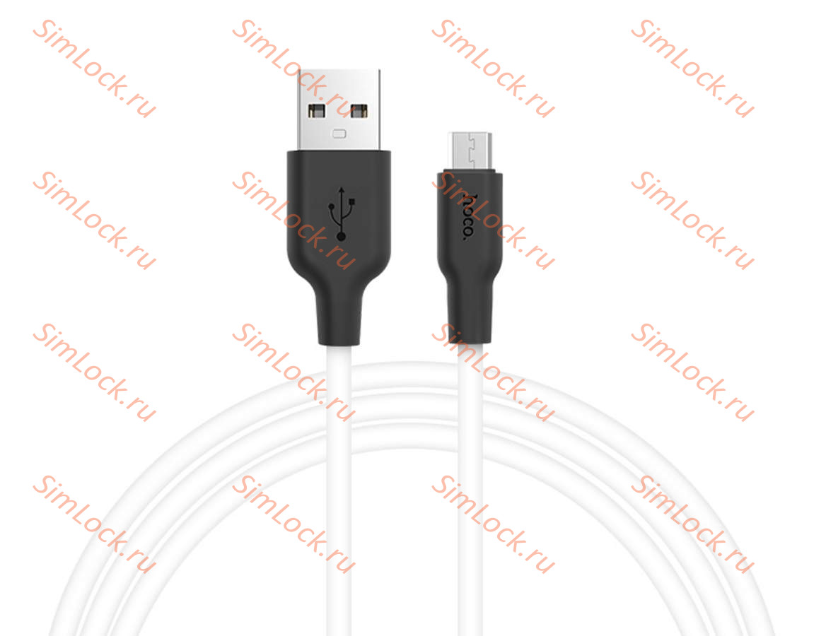 Кабель USB - micro USB HOCO X21, силиконовый, 200см, белый+черный