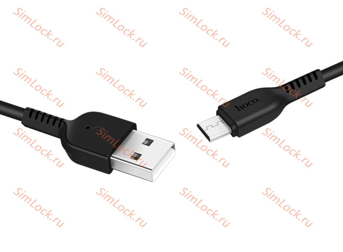 Кабель USB - micro USB HOCO X13, 100см, 2.4A, чёрный