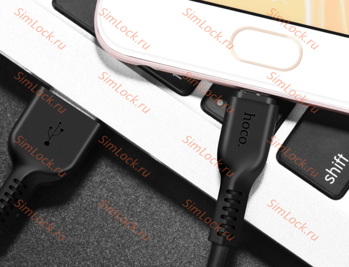 Кабель USB - micro USB HOCO X13, 100см, 2.4A, чёрный