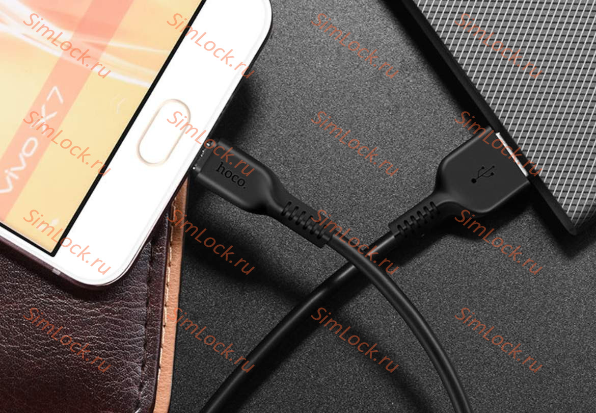 Кабель USB - micro USB HOCO X13, 100см, 2.4A, чёрный