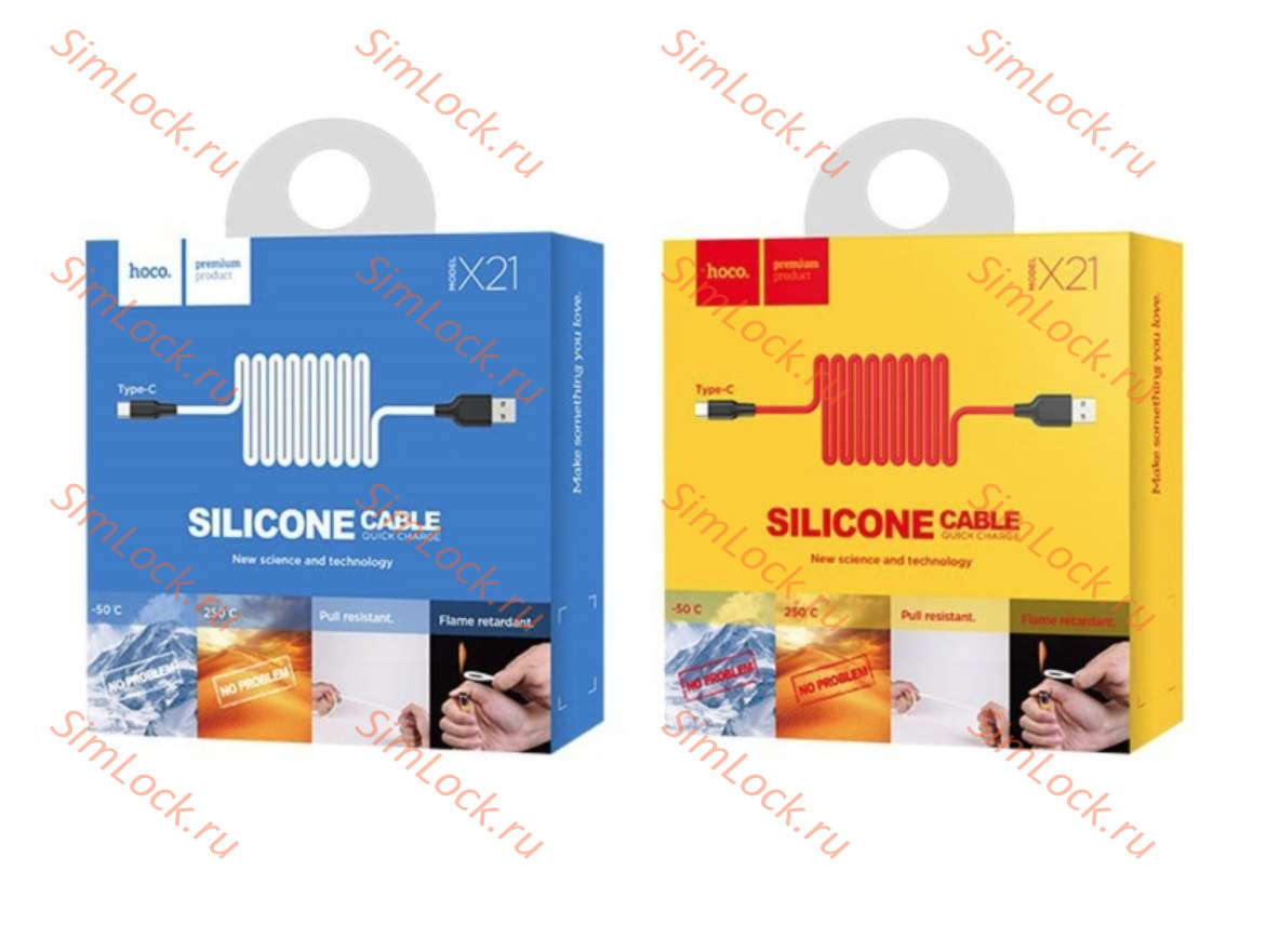 Кабель USB - Type-C HOCO X21, силиконовый, 100см, белый+черный