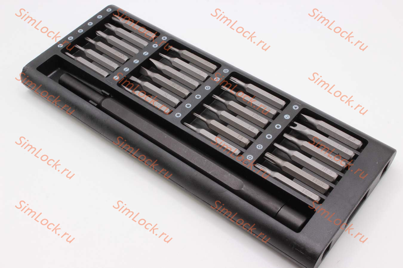 Отвертка c 24 сменными насадками, магнитные биты, алюминиевый бокс