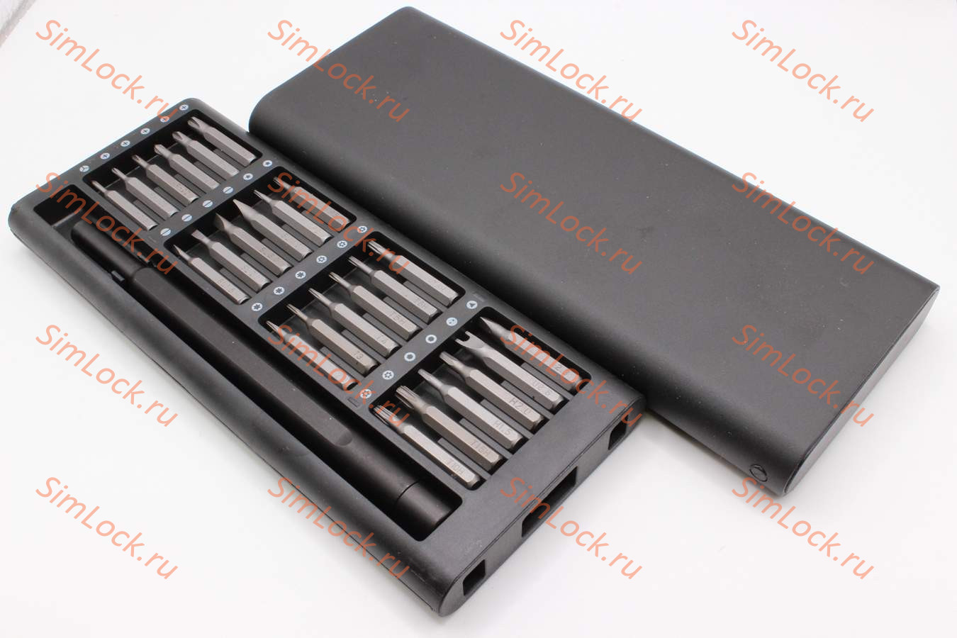 Отвертка c 24 сменными насадками, магнитные биты, алюминиевый бокс