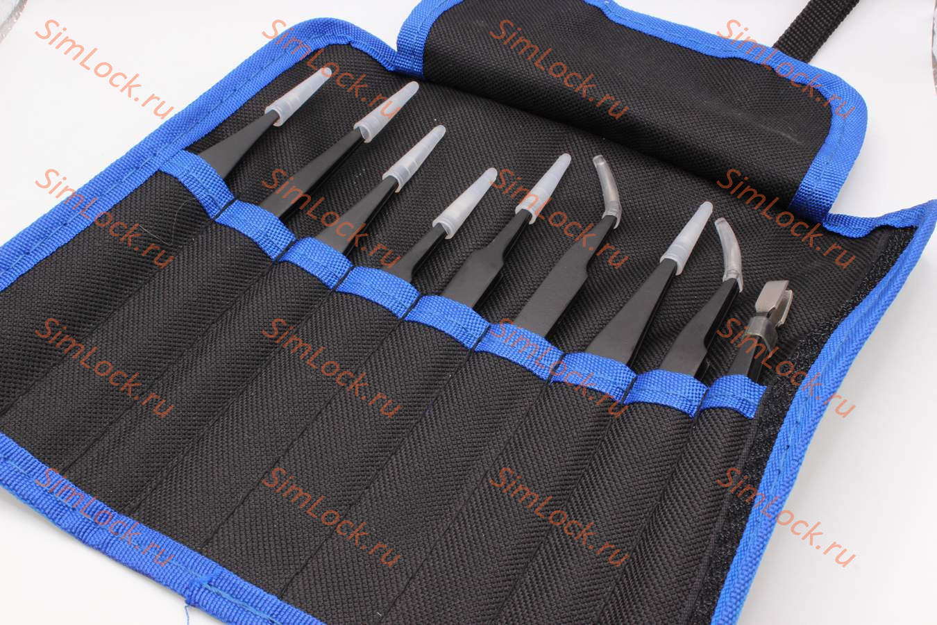 Набор пинцетов ESD из 9 штук с антистатическим покрытием в чехле