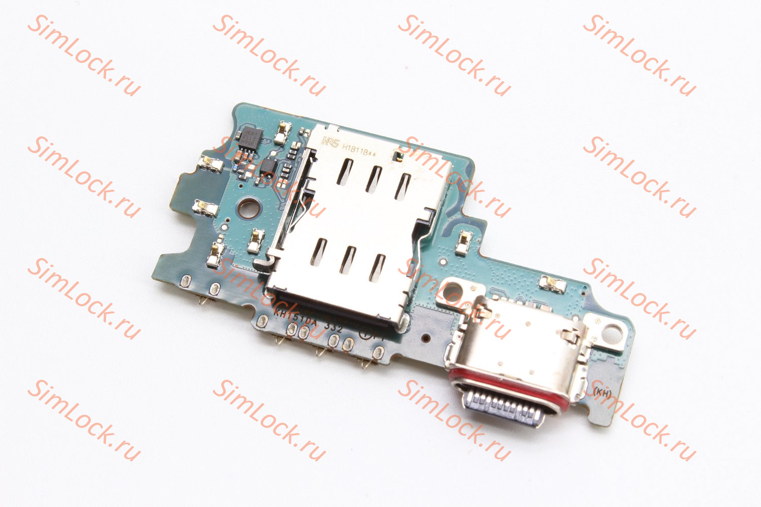 Нижняя плата (шлейф) Samsung G990B Galaxy S21 FE с разъемом зарядки и считывателем SIM, оригинал