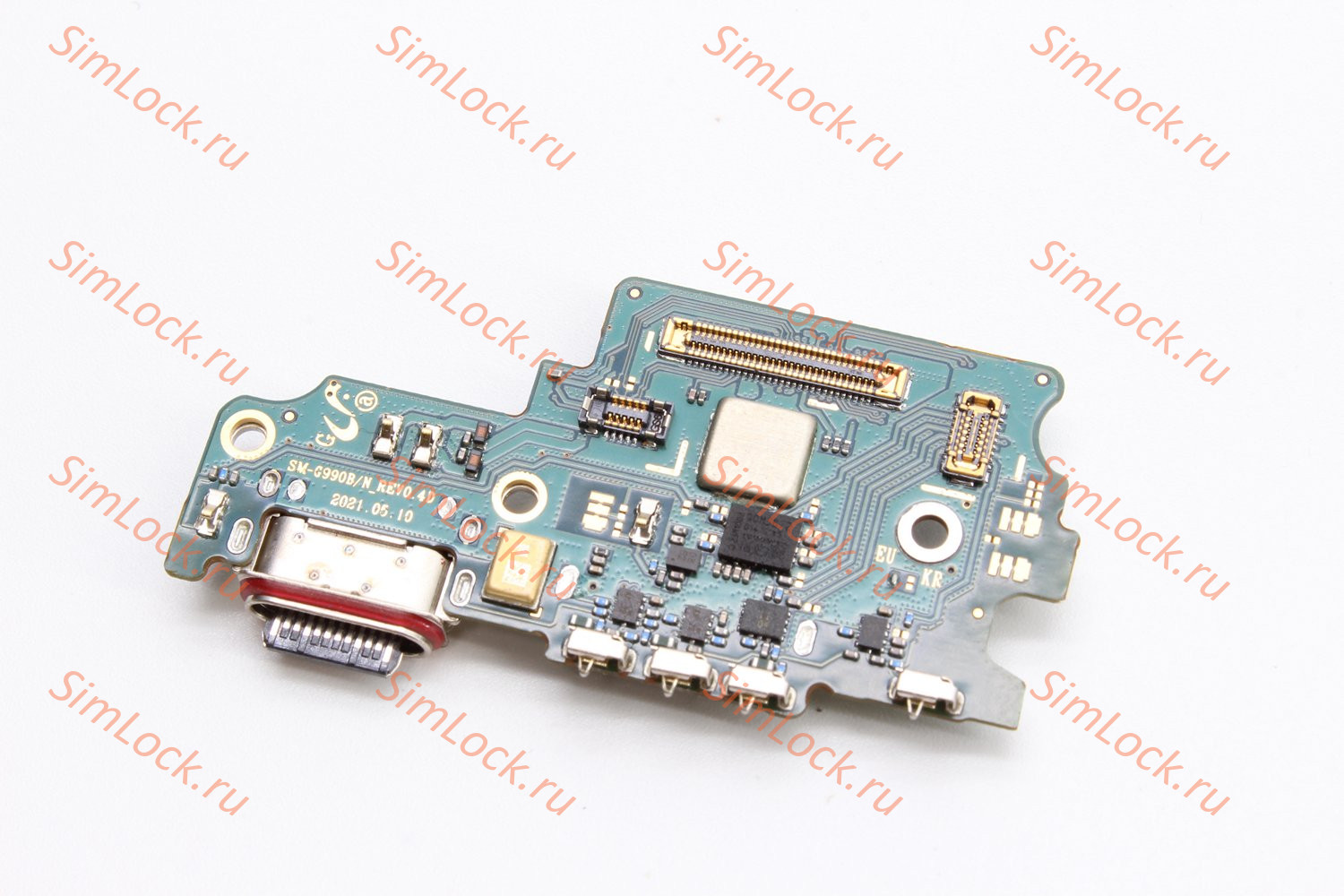 Нижняя плата (шлейф) Samsung G990B Galaxy S21 FE с разъемом зарядки и считывателем SIM, оригинал