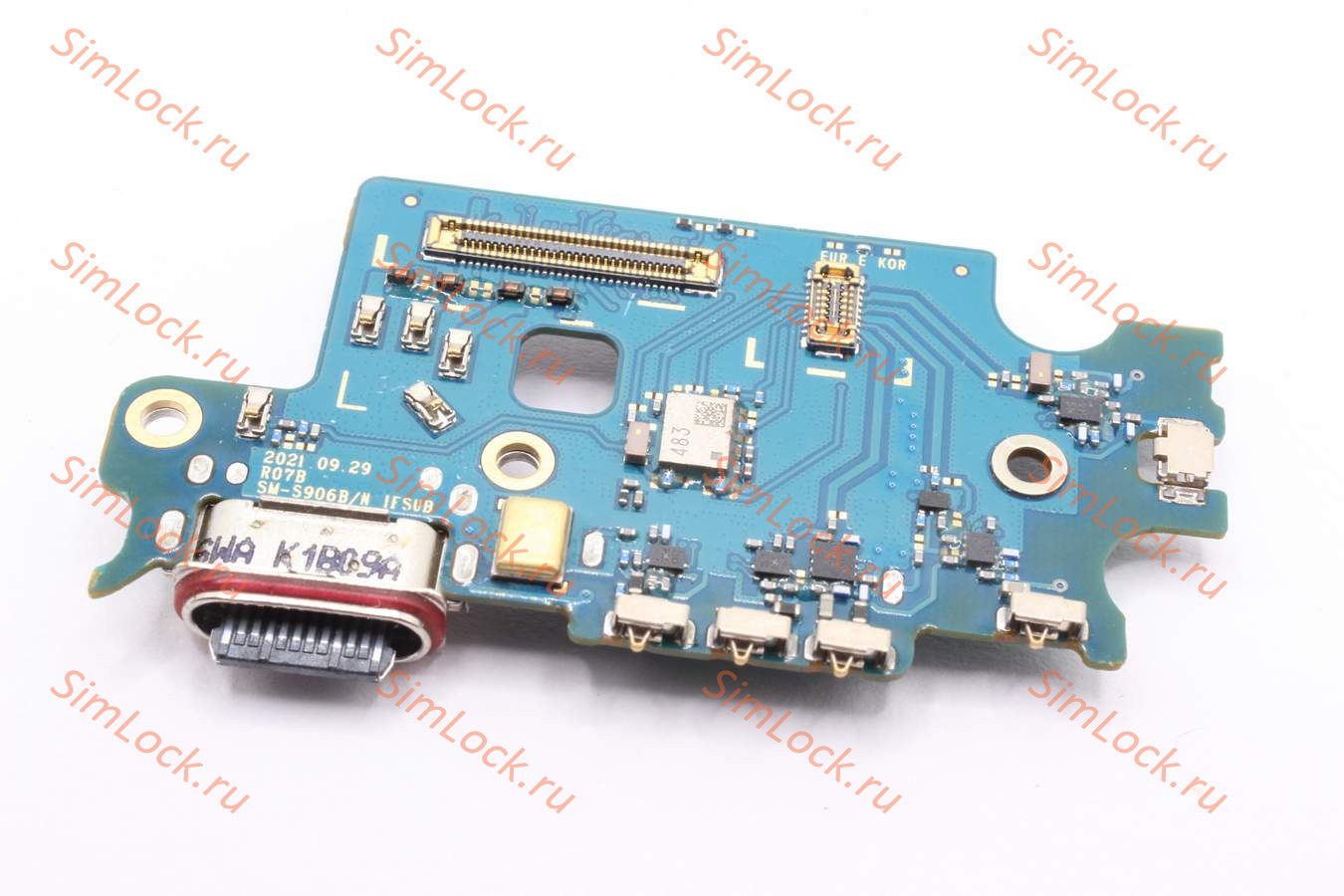 Нижняя плата (шлейф) Samsung S906B Galaxy S22+ Plus с разъемом зарядки и считывателем SIM, К-1