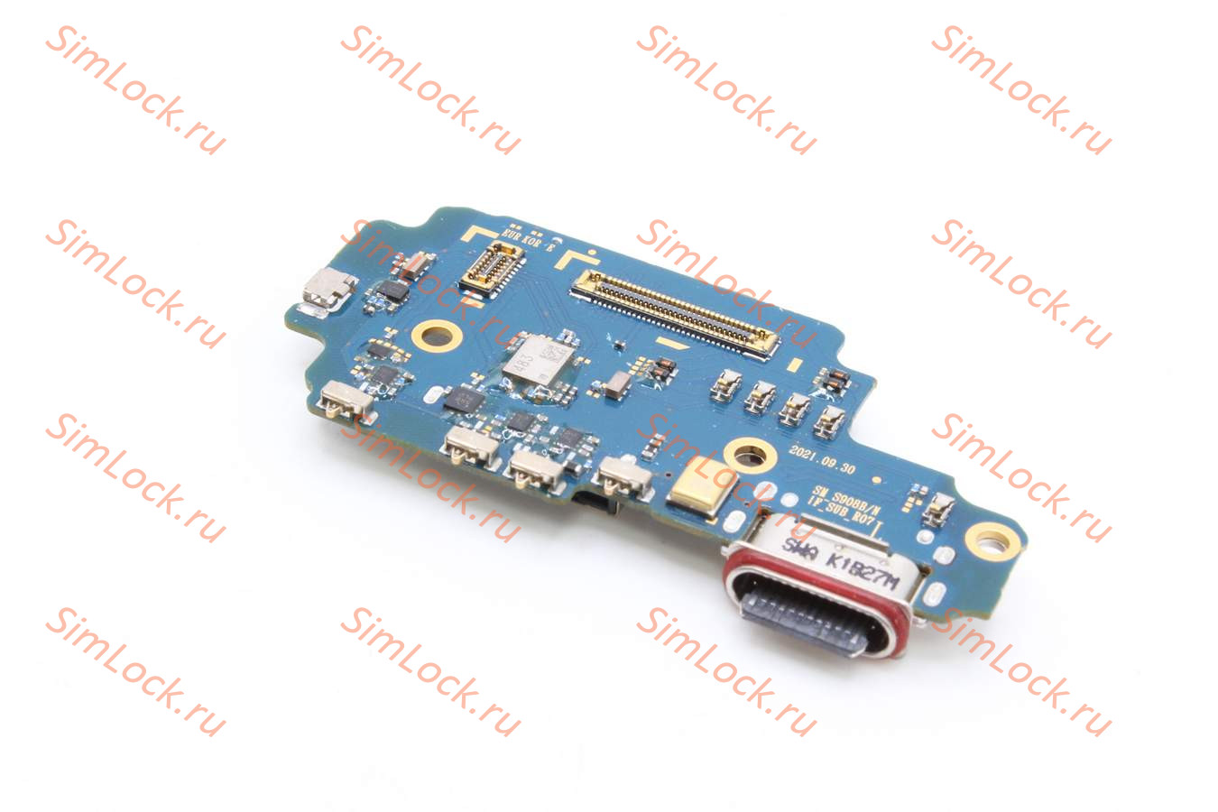 Нижняя плата (шлейф) Samsung S908B Galaxy S22 Ultra с разъемом зарядки и считывателем SIM, К-1