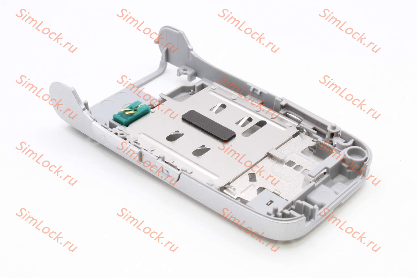 Nokia 6085 - средняя часть с кнопкой громкости, камеры, разъемом, микрофоном, дверцей SD, вибро, цвет SILVER, оригинал